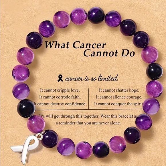 None Jewelry - Breast Cancer Awareness, Silver Ribbon,
Purple Stone, NEW, inspiration